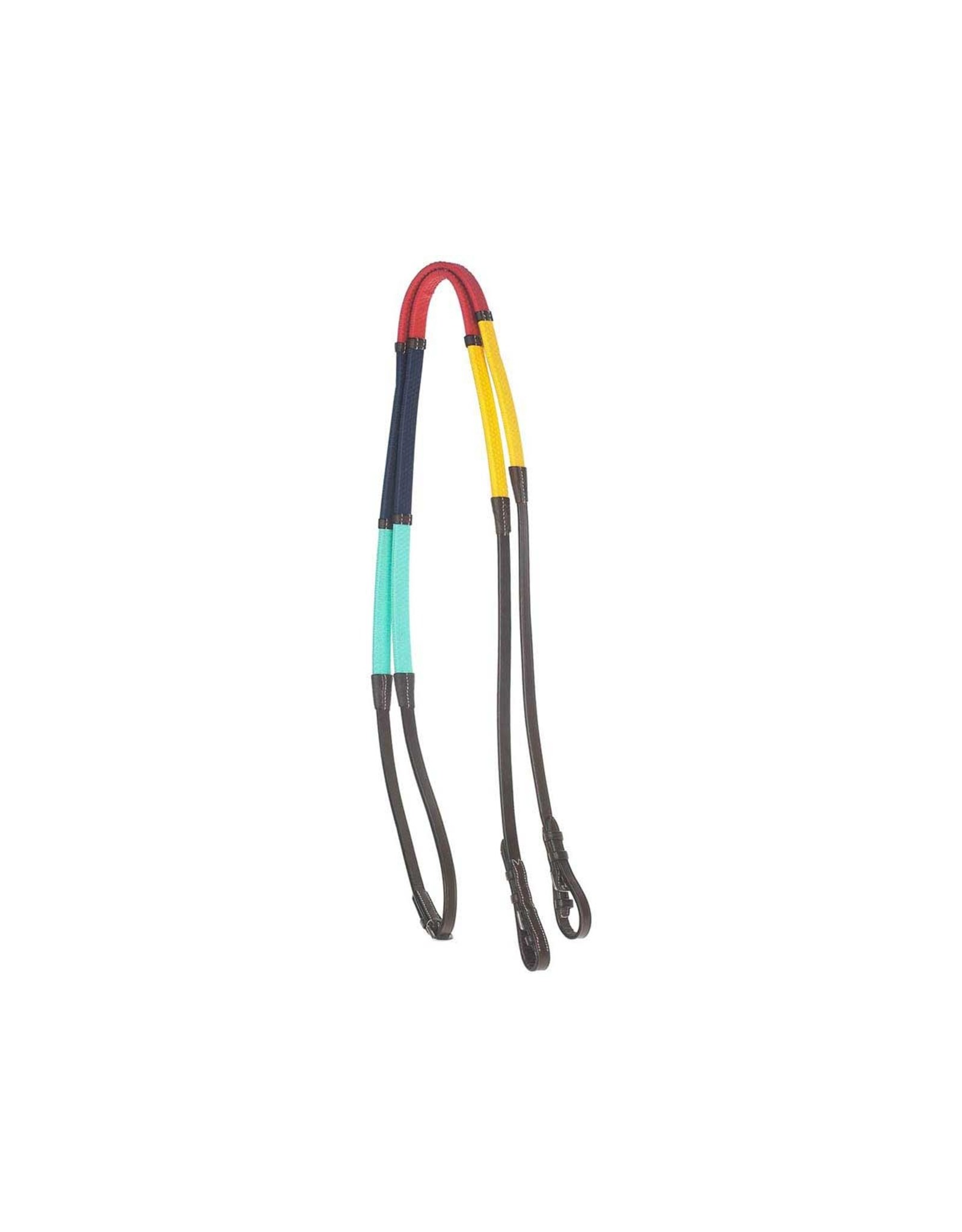 Reins Rubber Rainbow with Buckles Multi 5/8"X54"