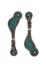 Turquoise Cross Spur Straps Carved Turquoise Flower Ladies'