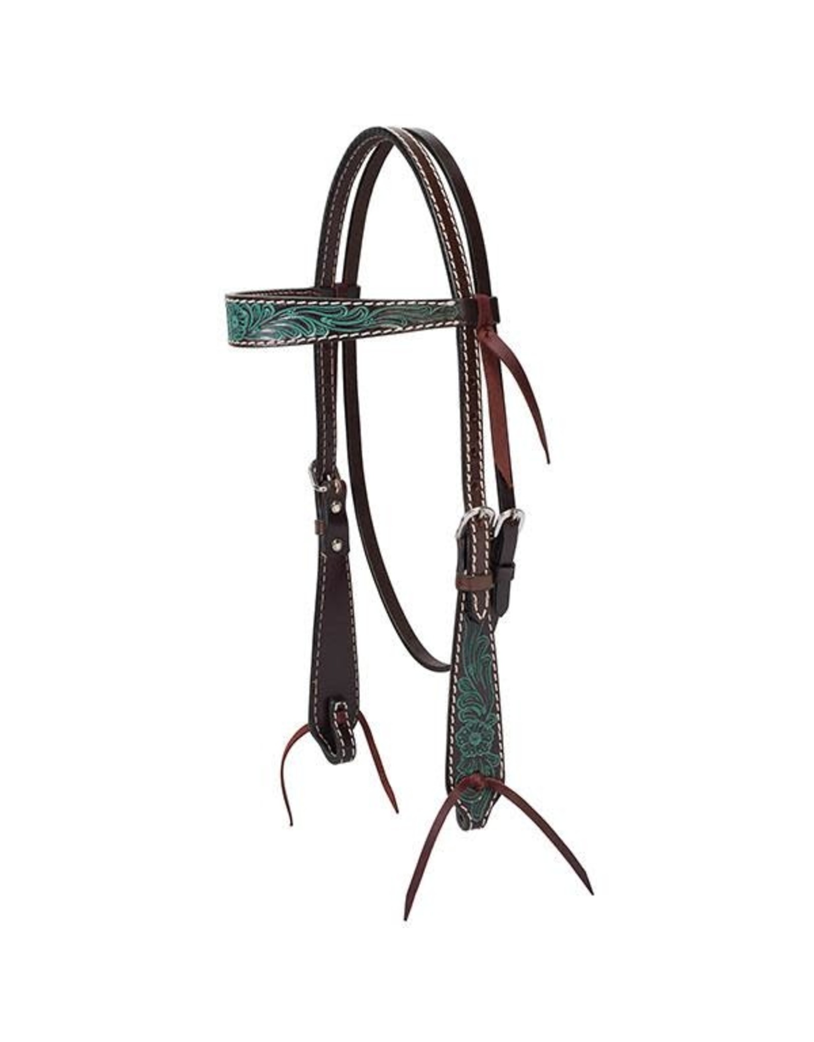 Turquoise Cross Headstall Carved Turquoise Flower 5/8" Browband