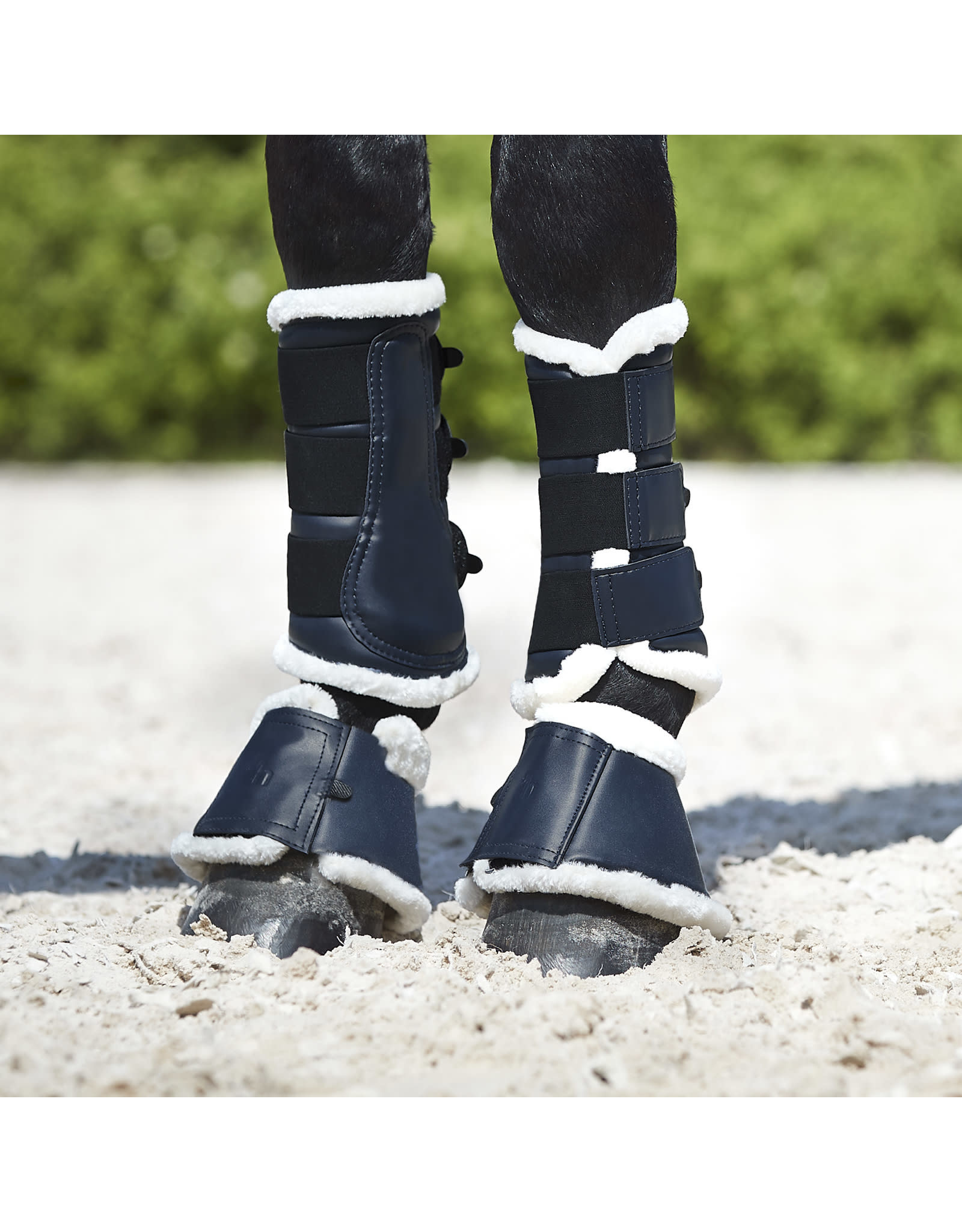 Horze Ghent Brushing Boots with Faux Fur  Dark Navy