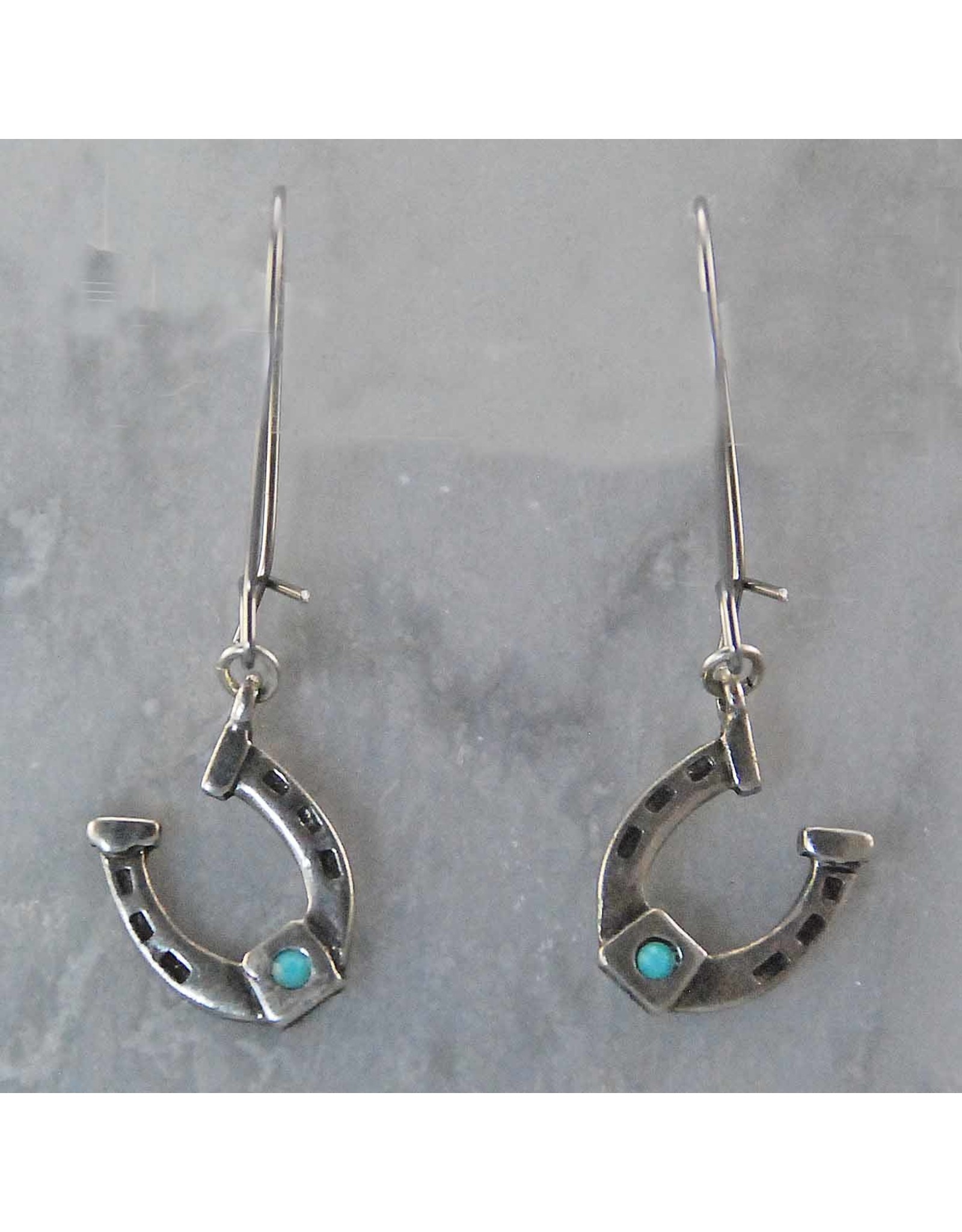 Earrings HER3397 Horseshoe Turquoise Stone on Wire