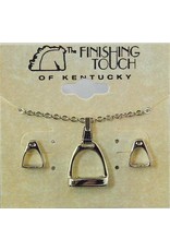 Earring/Necklace Set HGS419 Stirrup with Silver Finish