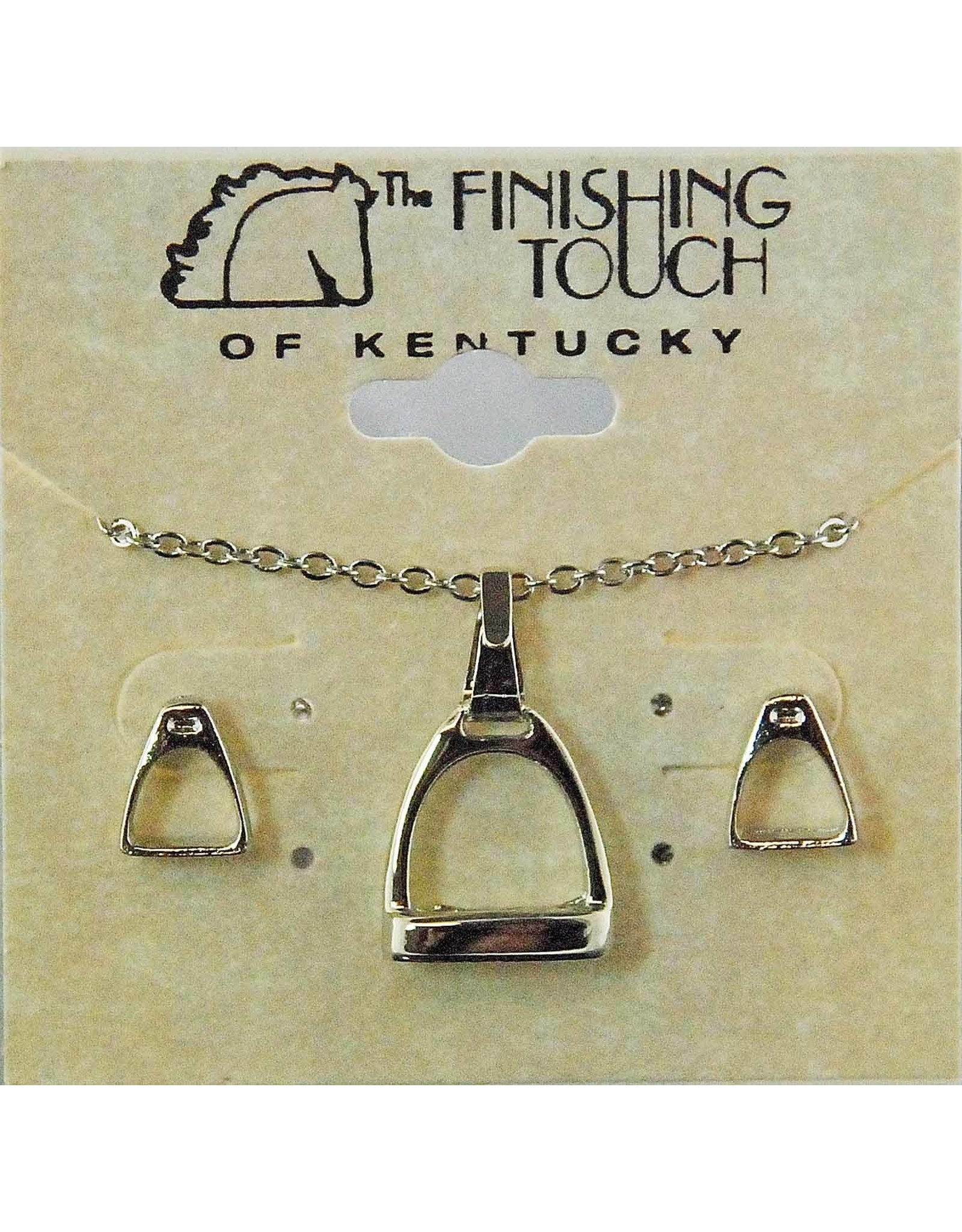 Earring/Necklace Set HGS419 Stirrup with Silver Finish