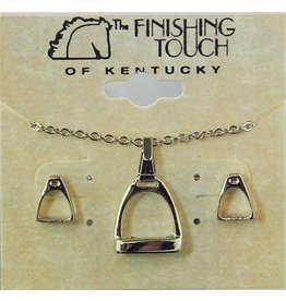 Earring/Necklace Set HGS419 Stirrup with Silver Finish