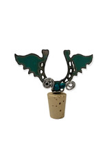 Iron Jewel Horseshoe with Wings Wine Topper