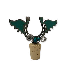 Iron Jewel Horseshoe with Wings Wine Topper