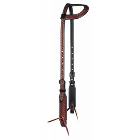 Professionals Choice Headstall Basket Weave Chestnut with Black Border One-Ear