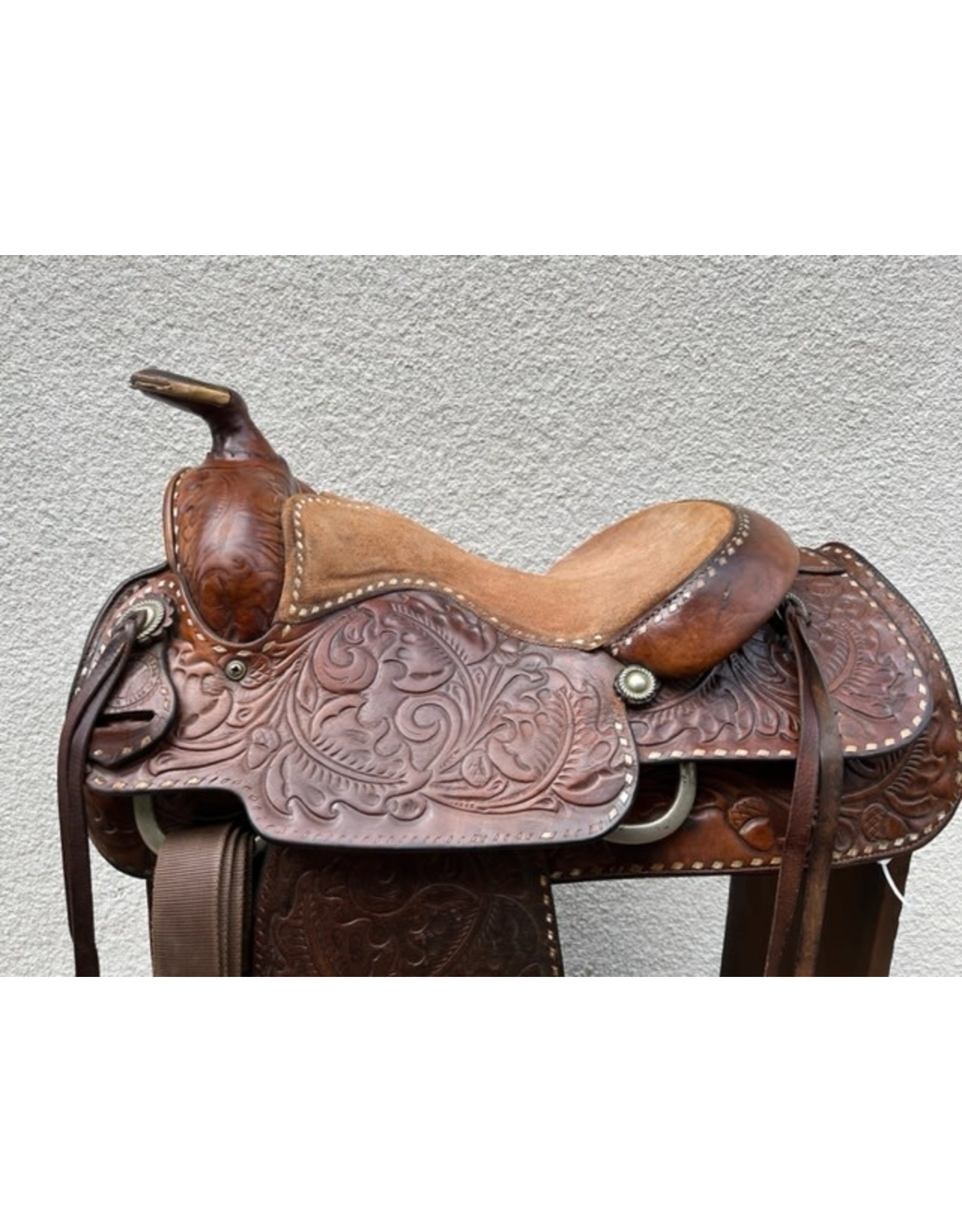 Circle Y Buckstitch Western Saddle 15" Full Quarter Horse Bars San