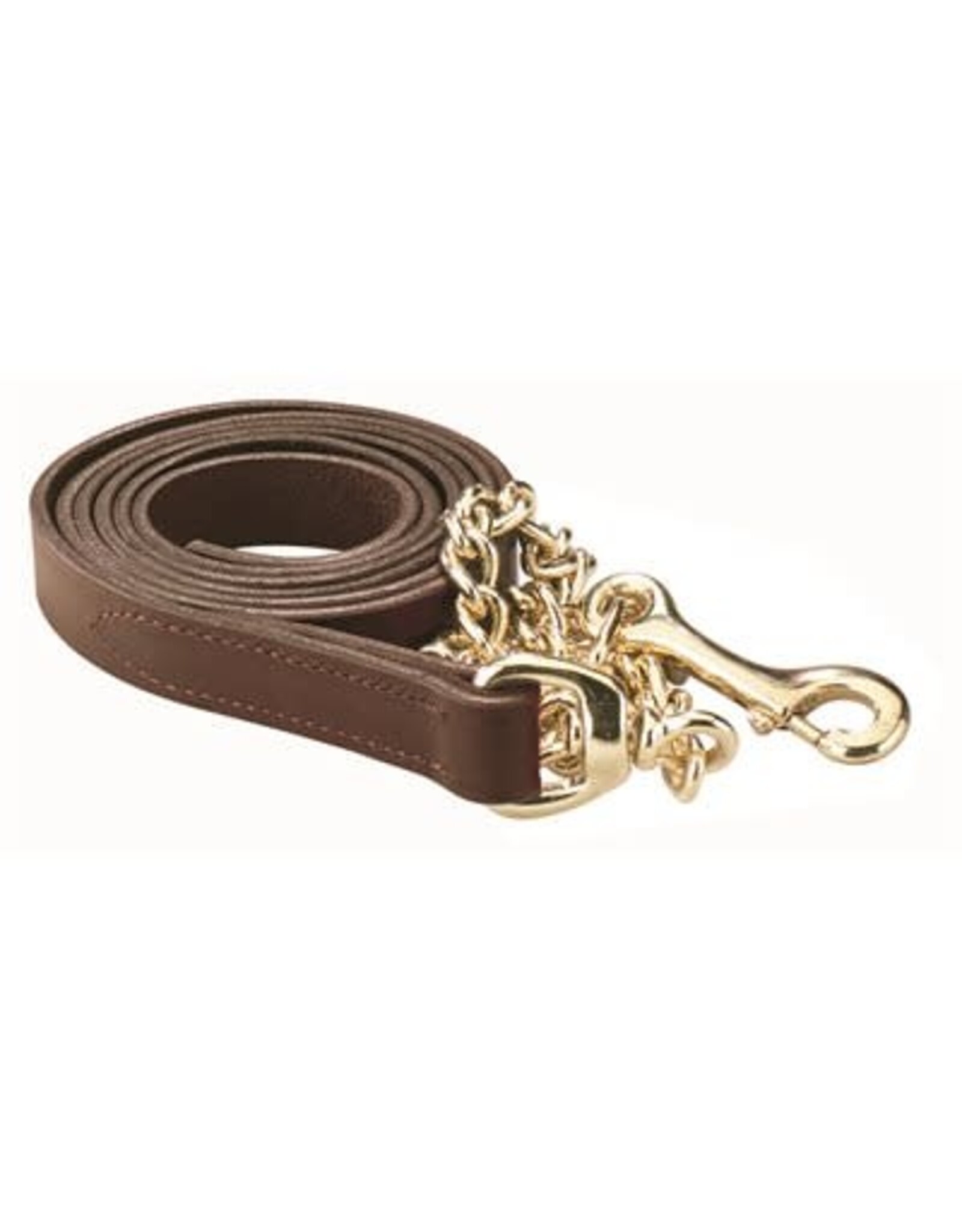 Perri’s Havana 6' Leather Lead with 30" Brass Plated Chain