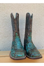 Lucchese Turquoise Python Square Toe Western Boots sz 9