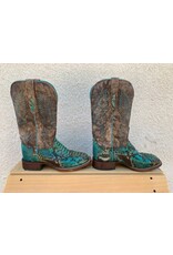 Lucchese Turquoise Python Square Toe Western Boots sz 9