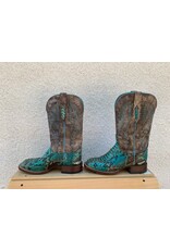 Lucchese Turquoise Python Square Toe Western Boots sz 9