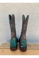 Lucchese Turquoise Python Square Toe Western Boots sz 9