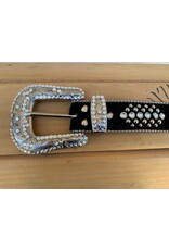 BB Simon Black Cross Hair on Swarorski Crystals Belt sz XL w/bag