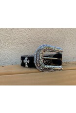 BB Simon Black Cross Hair on Swarorski Crystals Belt sz XL w/bag