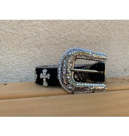 BB Simon Black Cross Hair on Swarorski Crystals Belt sz XL w/bag