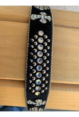 BB Simon Black Cross Hair on Swarorski Crystals Belt sz XL w/bag