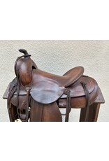 Western Saddle w/ Tooling + Tapaderos 14" Seat, Semi-Quarter Horse Bars