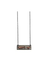 Anju Jewelry Pewter Necklace Running Horses in Rectangle