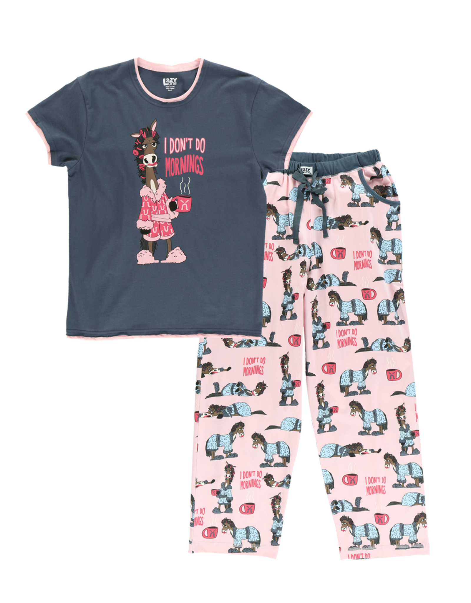 Lazy One Don't Do Mornings PJ Pant and Tee Set
