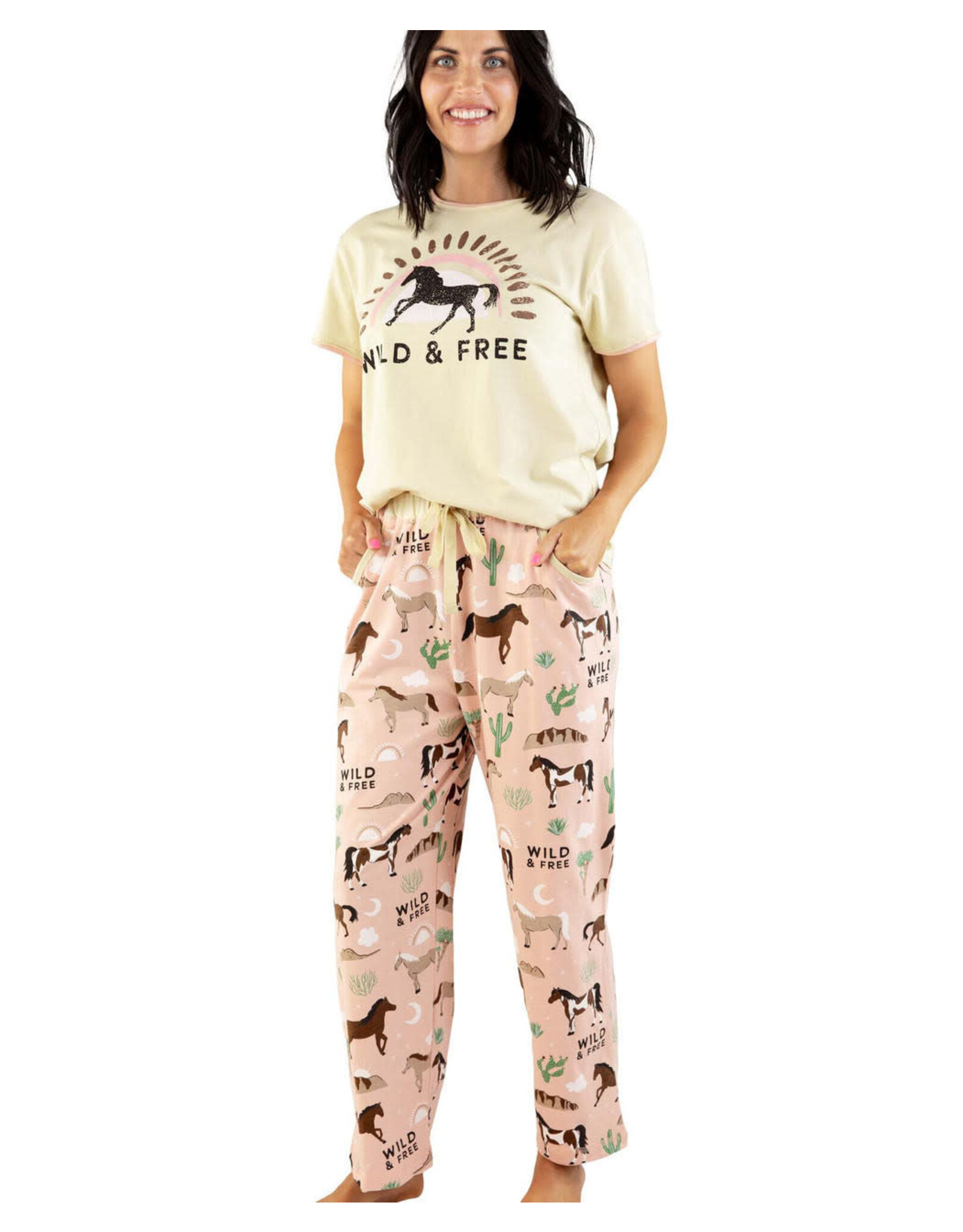 Lazy One Wild Horse PJ Pants And Tee Set