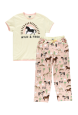 Lazy One Wild Horse PJ Pants And Tee Set