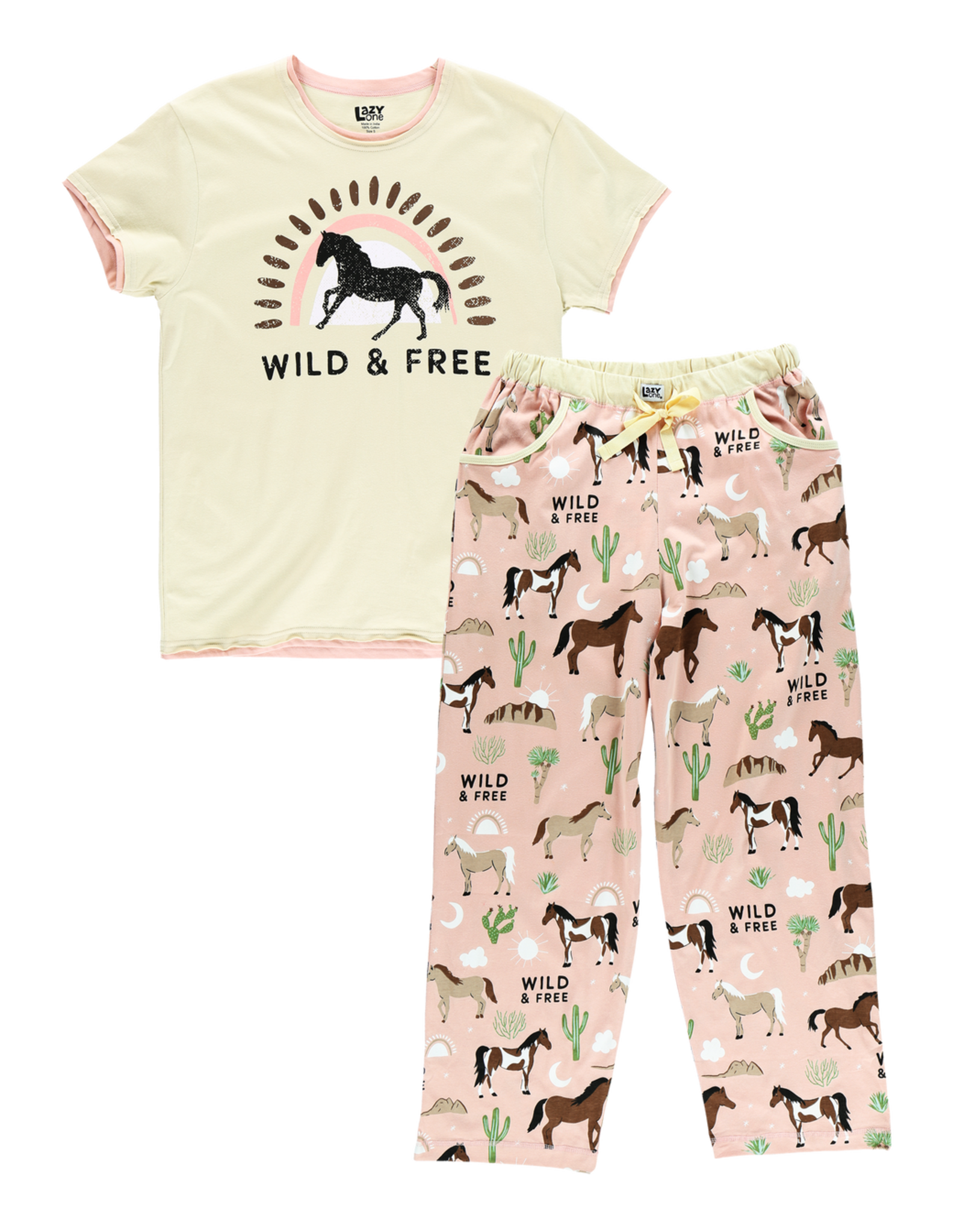 Lazy One Wild Horse PJ Pants And Tee Set