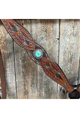 Rodeo Drive Dark Oil Hand Painted Antique Silver Turquoise Browband and Breastcollar Tack Set