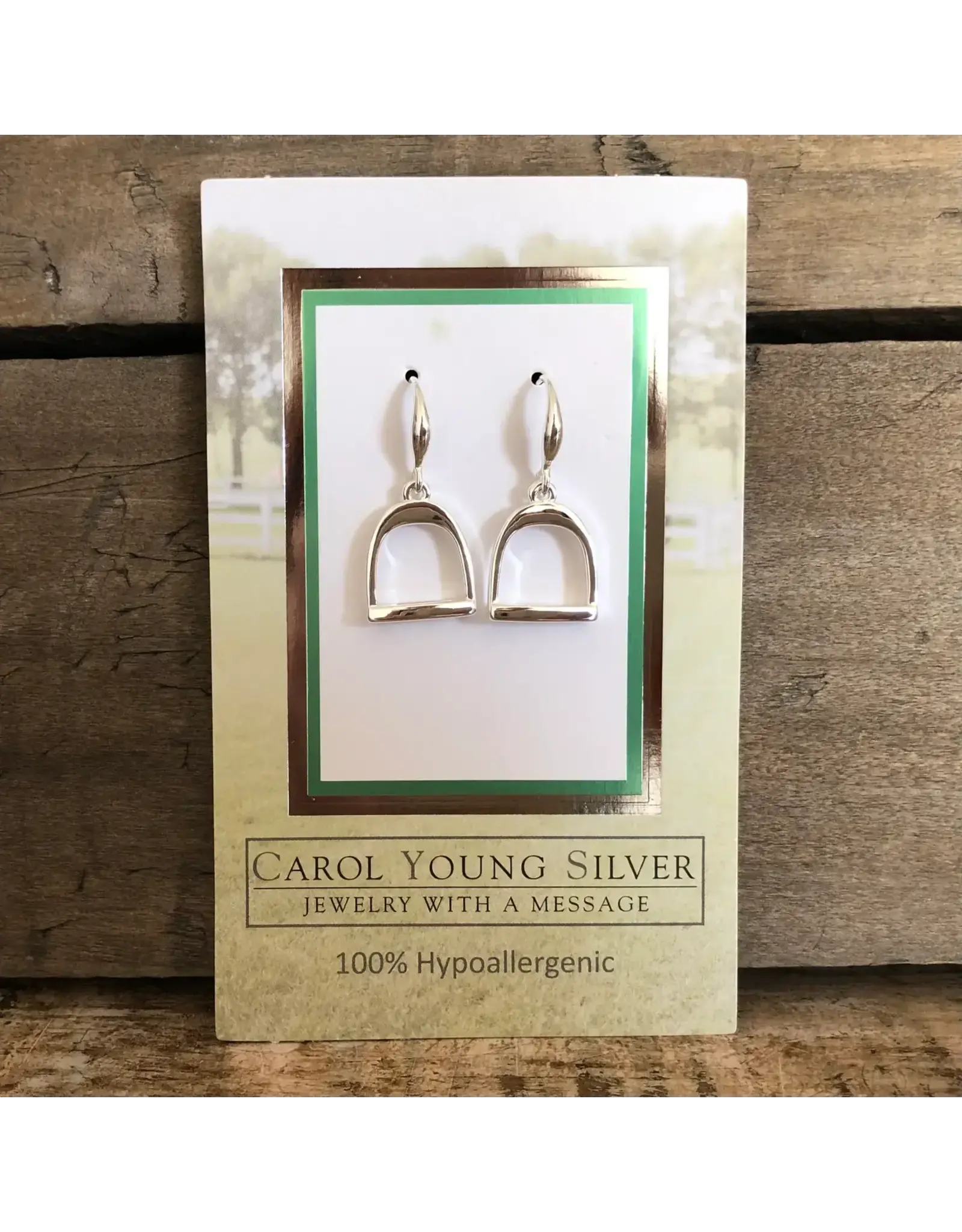 Carol Young Silver English Saddle Stirrup Earrings/Wire