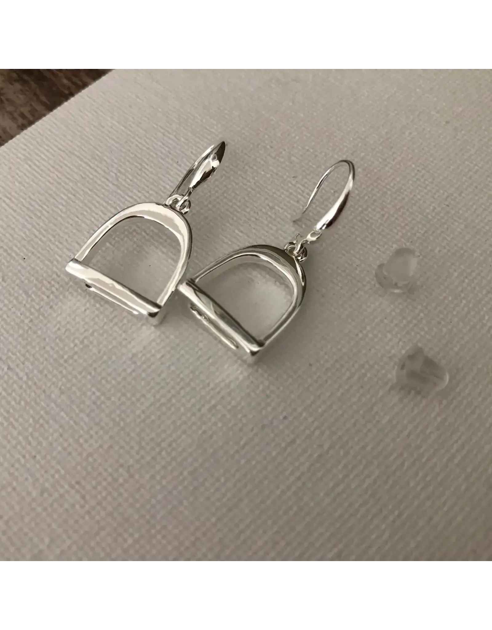 Carol Young Silver English Saddle Stirrup Earrings/Wire