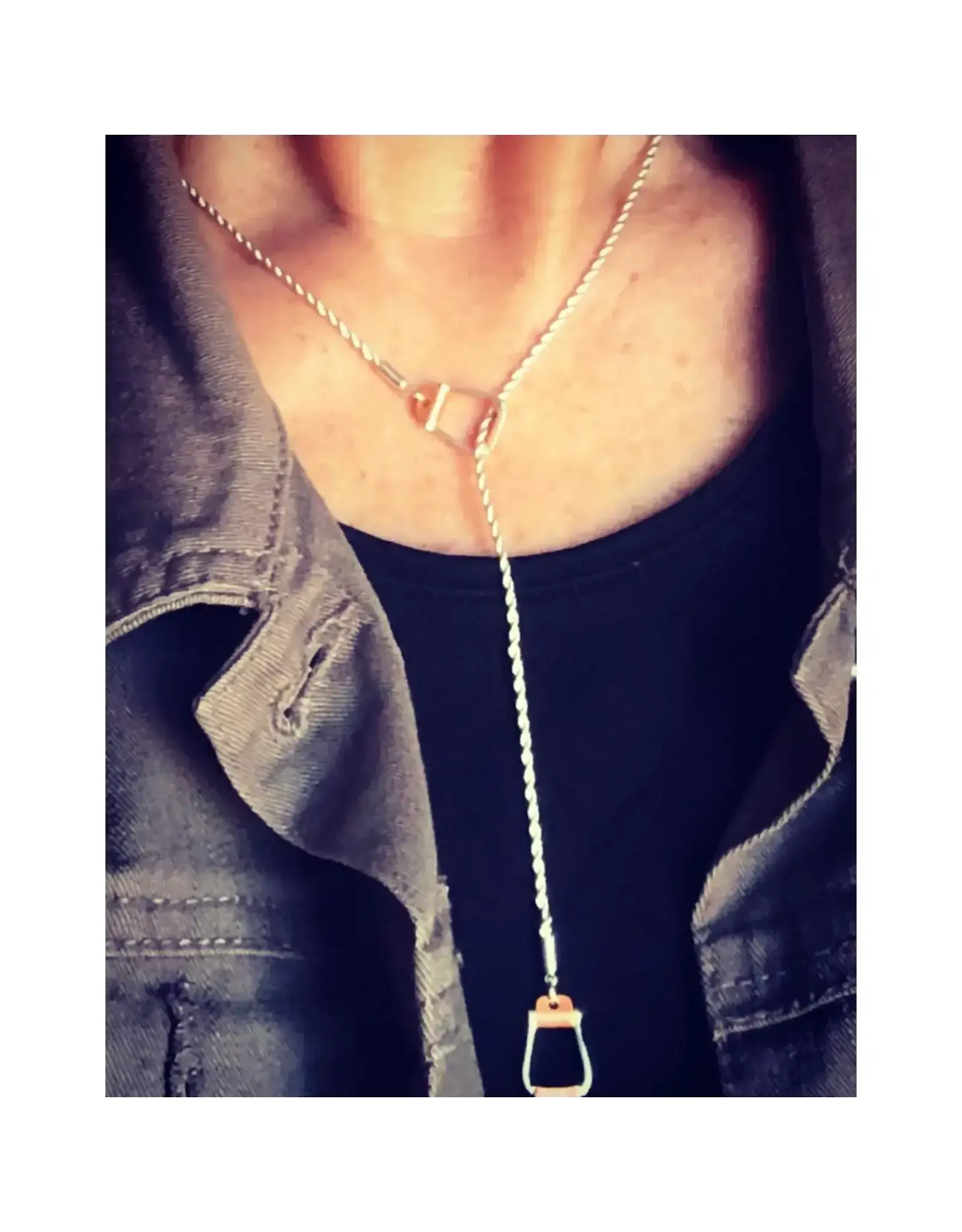 Carol Young Silver Western Saddle Stirrup "Y" Necklace