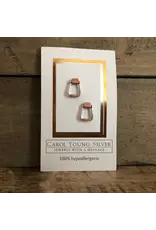 Carol Young Silver Western Saddle Stirrup Earrings / Post On Card
