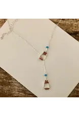 Carol Young Silver Western Saddle Stirrup Necklace W/Aqua Bead