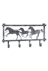Horses and Barbwire Wall Rack in Hammered Finish Black/Silver