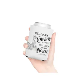 The Naughty Equestrian Simmer Down Cowboy Funny Can Cooler