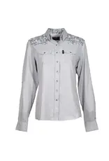 Hooey Brands "Sol" Ladies Dark Grey Long Sleeve Floral Pattern Pearl Snap Shirt