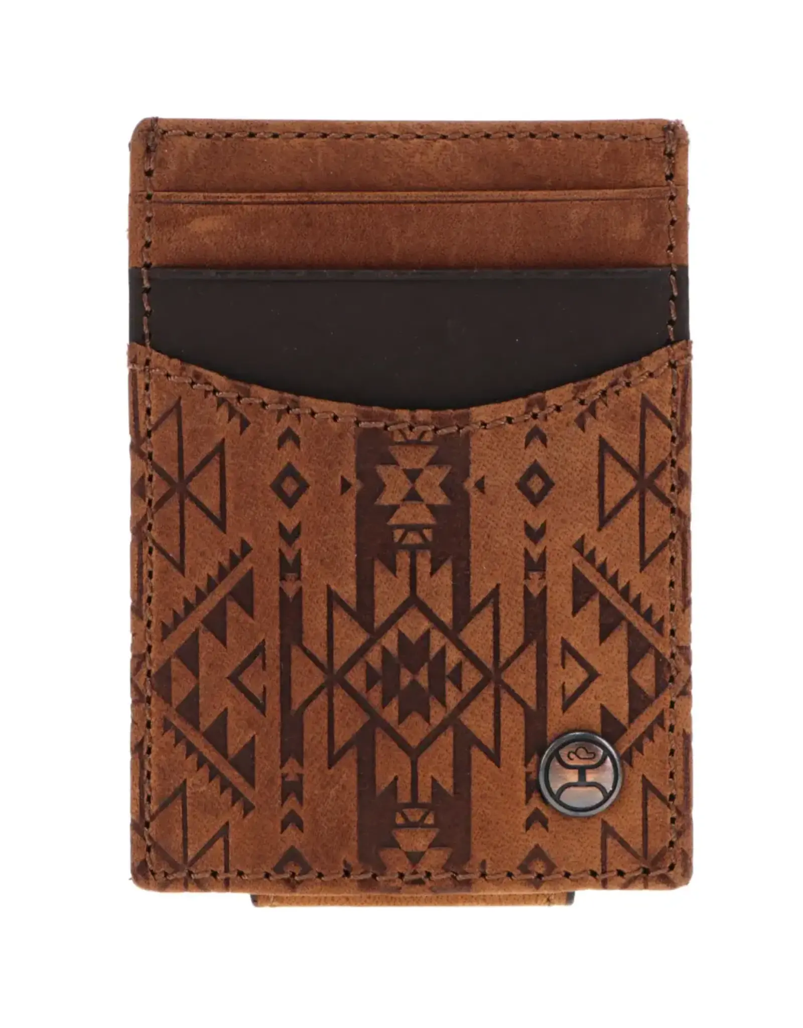 Hooey Brands "Monterey" Money Clip Brown w/ Aztec Embossed Print Wallet
