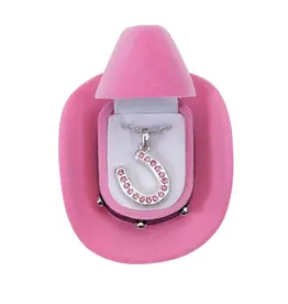 AWST International Horseshoes Necklace w/Colorful Cowboy Hat Box Pink/Pink