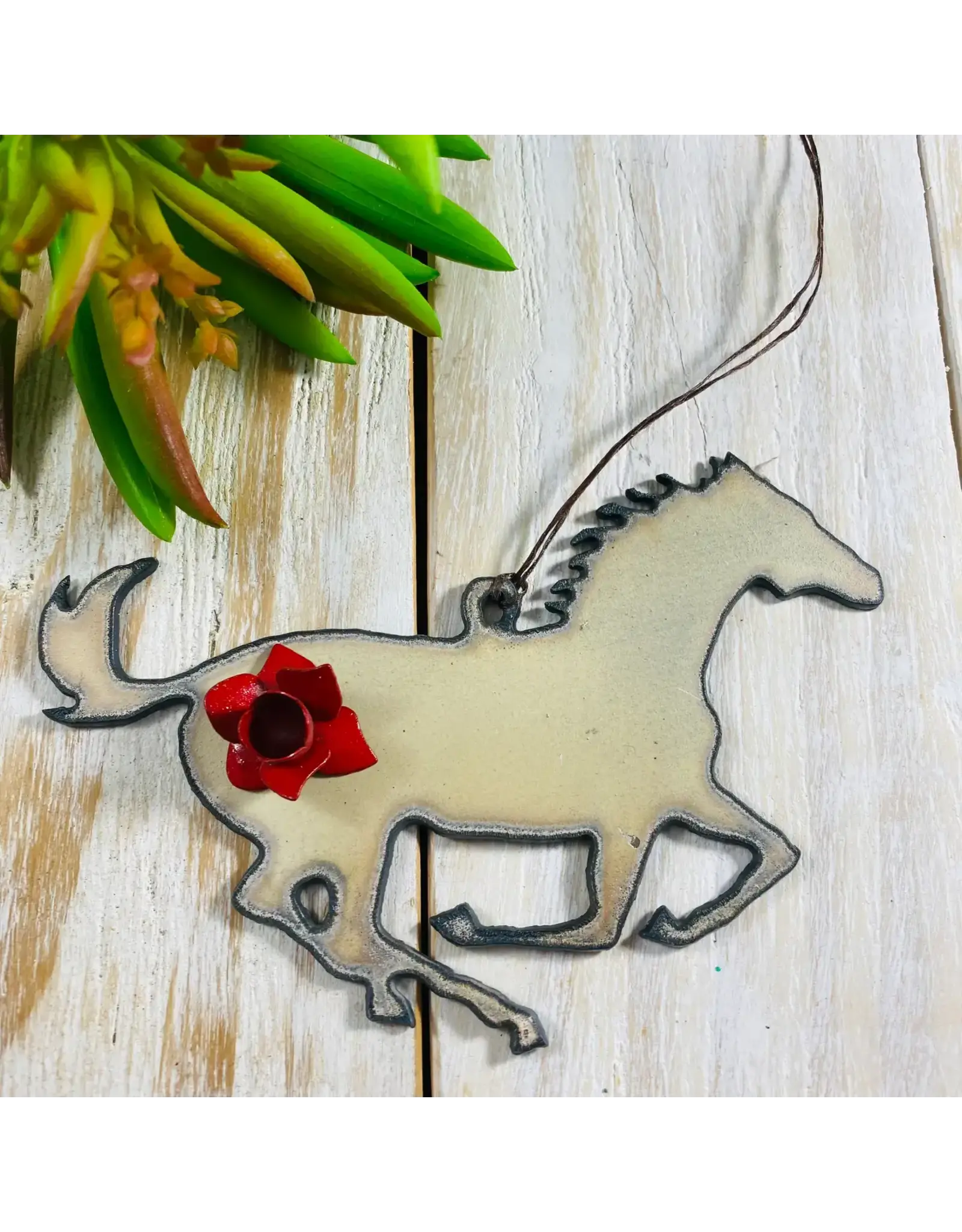 Horse Flower Ornament Metal