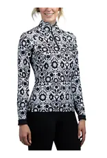 Long Sleeve Black and White Floral 1/4 Zip