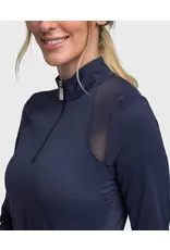 Kastel Long Sleeve Navy Mesh Shoulder 1/4 Zip Shirt
