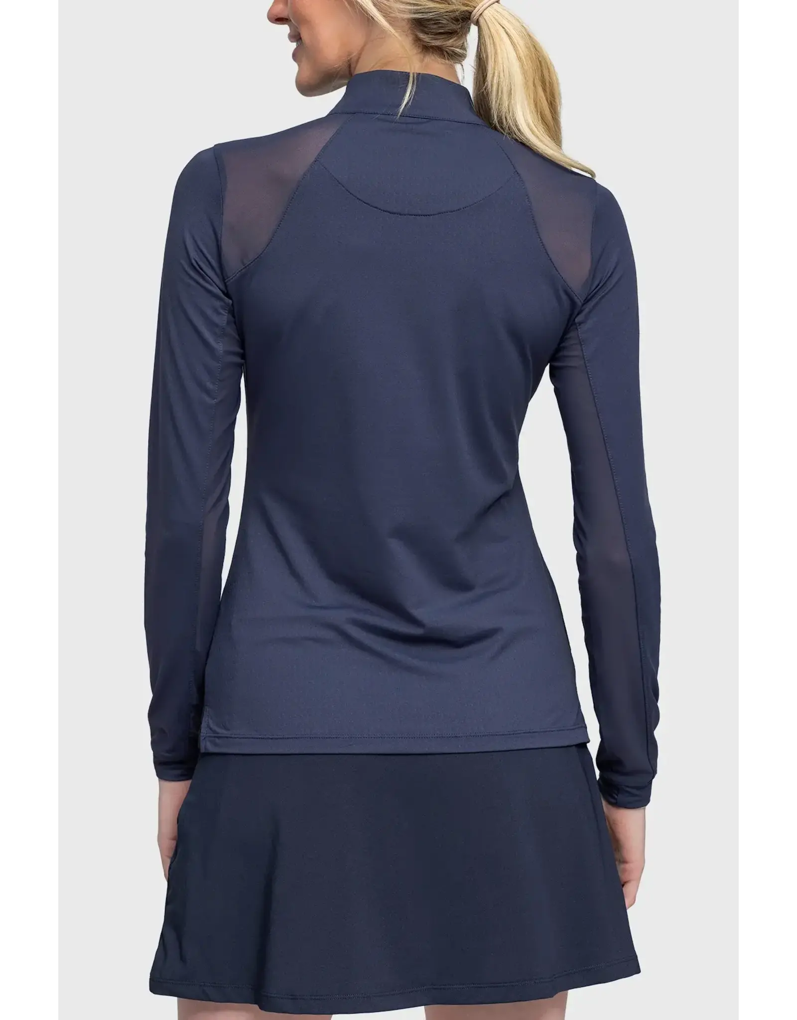 Kastel Long Sleeve Navy Mesh Shoulder 1/4 Zip Shirt