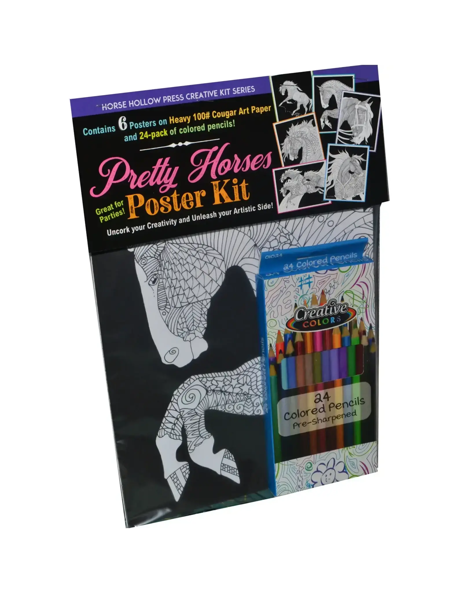 Horse Hollow Press Pretty Horses Coloring Kit w/ 24-Colored Pencils