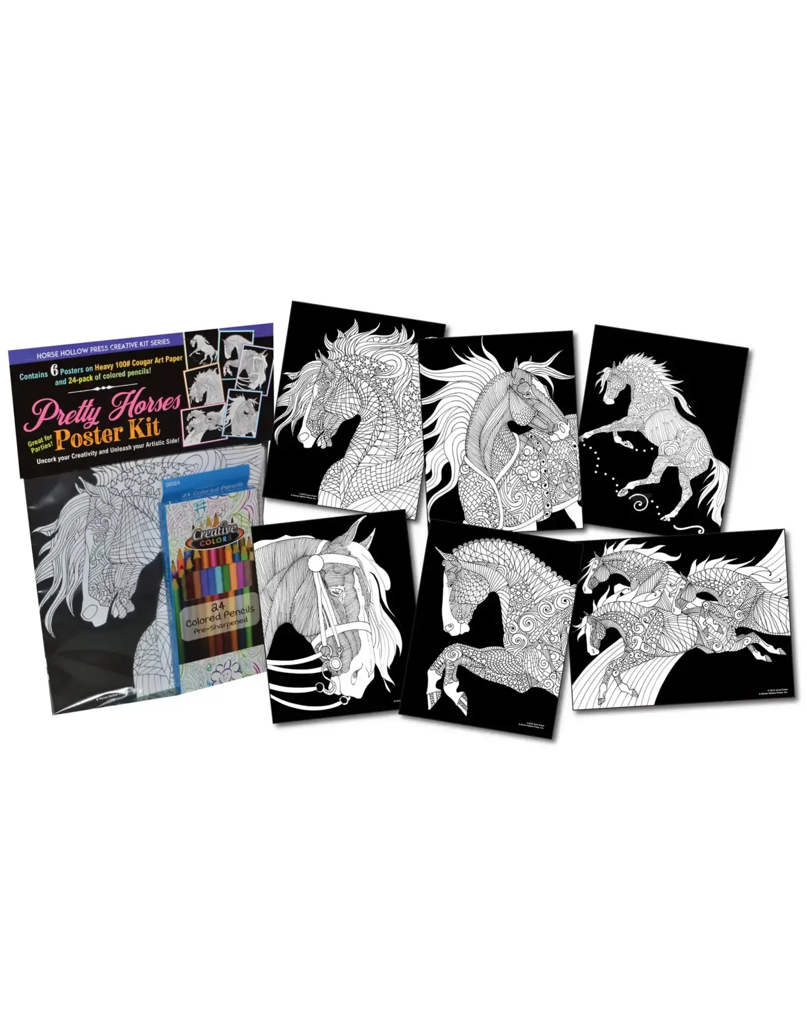 Horse Hollow Press Pretty Horses Coloring Kit w/ 24-Colored Pencils