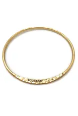 Luna Deer Engraved Courage Inspirational Message Wrist Bangle Bracelet  Gold