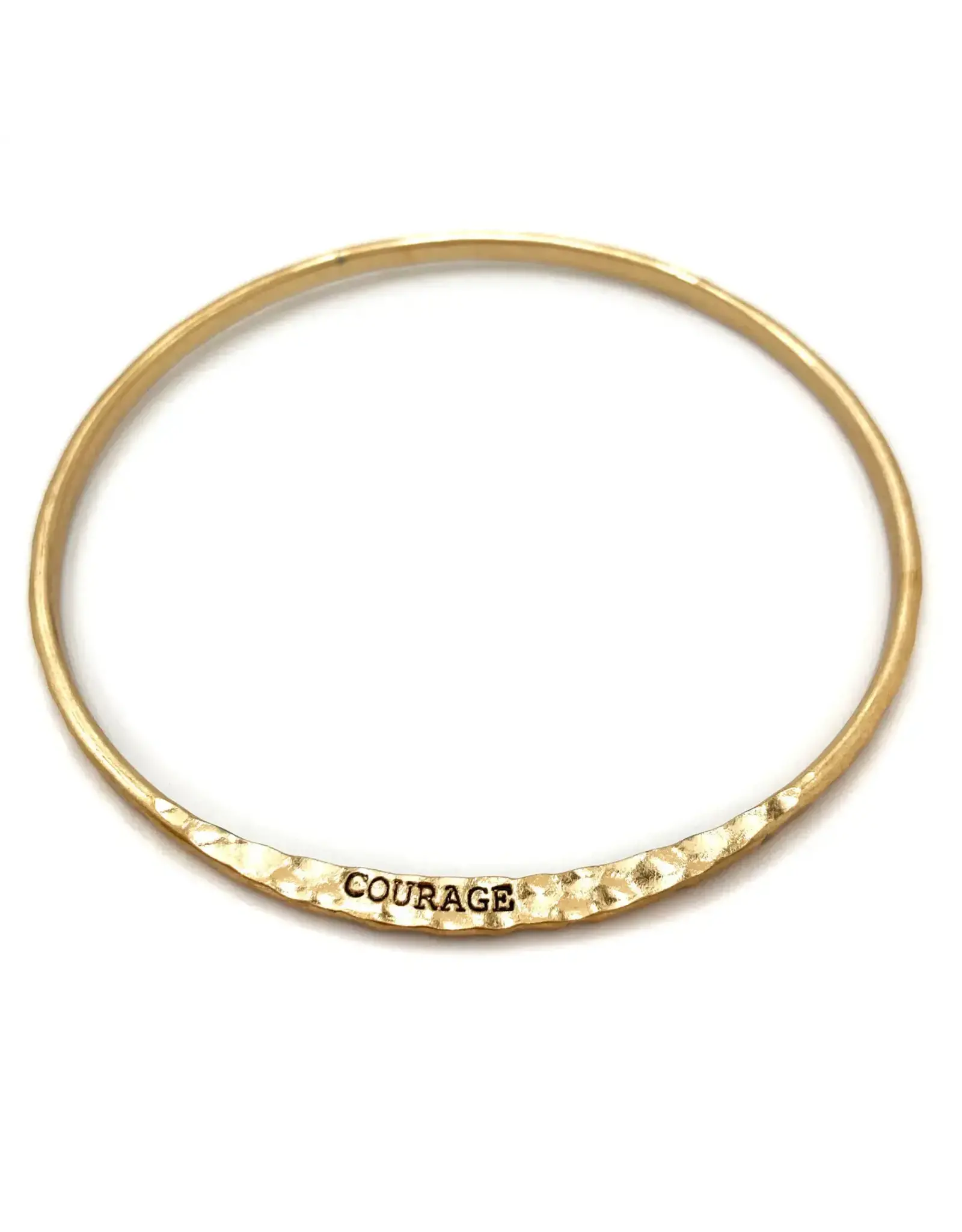 Luna Deer Engraved Courage Inspirational Message Wrist Bangle Bracelet  Gold