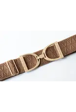 Ellany Caramel Dante - 1.5" Gold Stirrup Elastic Belt Standard (Youth-Adult 2XL)