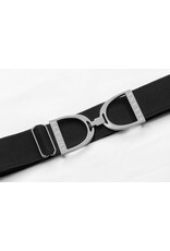 Ellany Black - 1.5" Silver Stirrup Elastic Belt Standard (Youth-Adult 2XL)