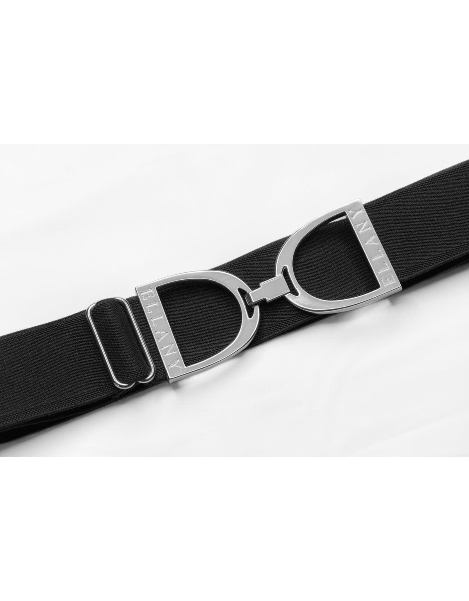 Ellany Black - 1.5" Silver Stirrup Elastic Belt Standard (Youth-Adult 2XL)