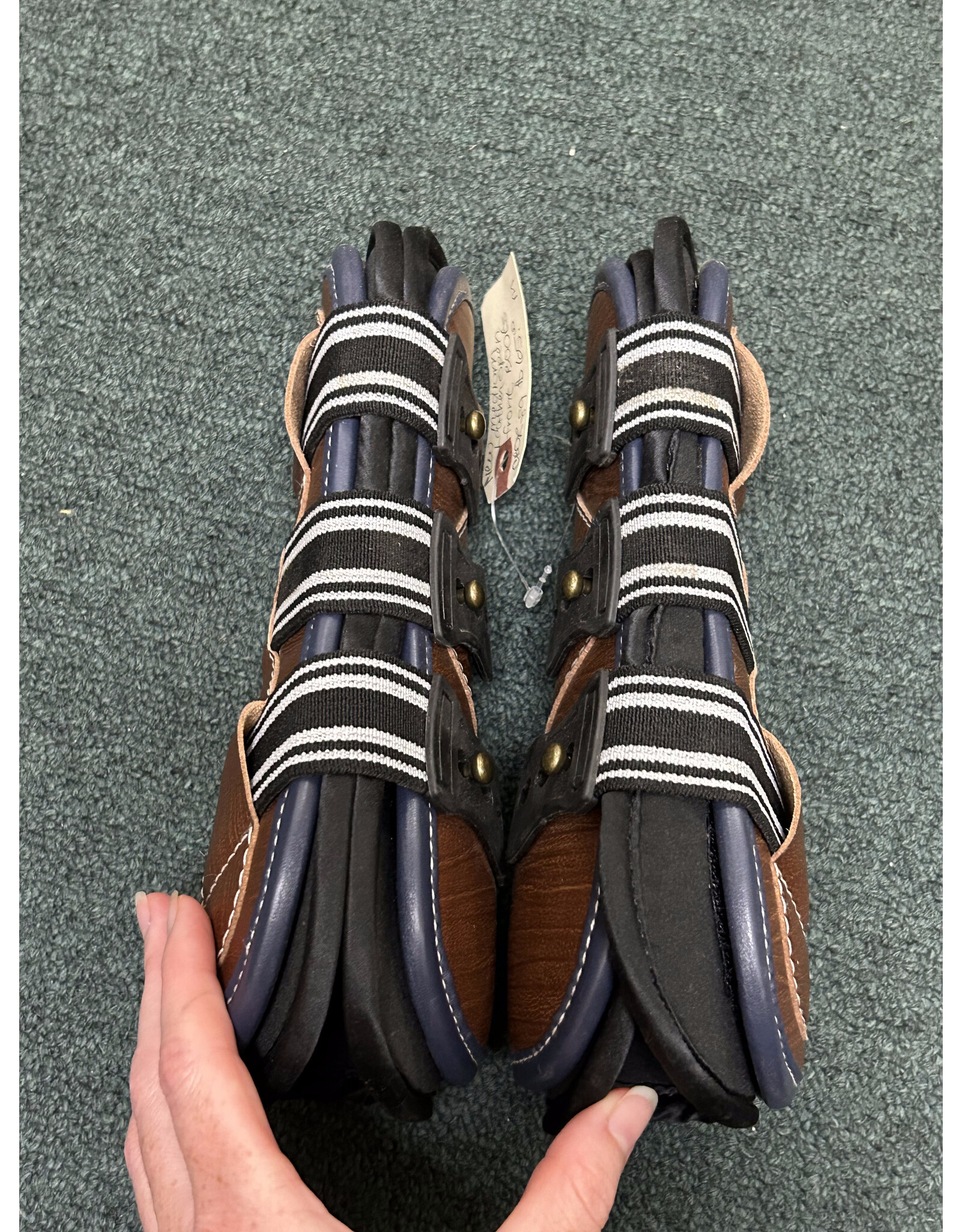 Leather open front boots sales